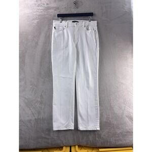 Johnny Was Barcelona Boyfriend Jeans Womens Size 30x29 White Straight Fit Denim